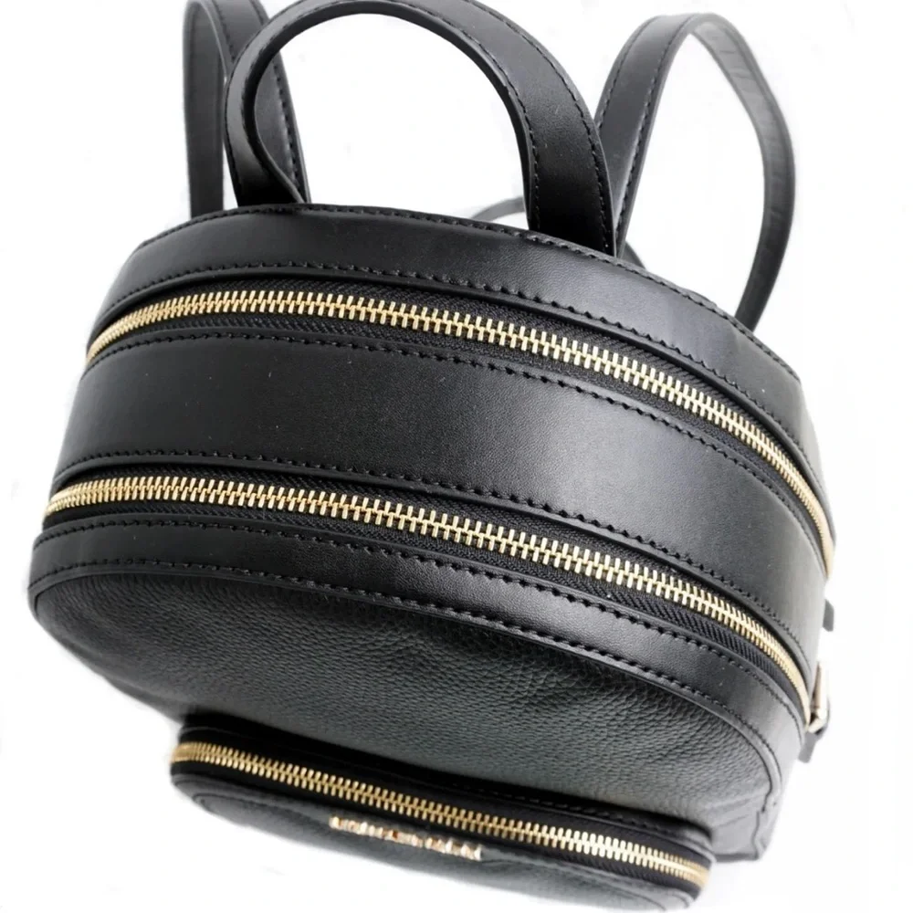 Michael Kors Jaycee Medium Pebbled Leather Backpack Black /Golden Tone Hardware